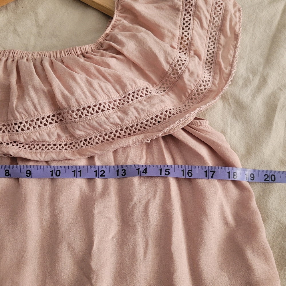 Aritzia Wilfred Emmie Off The Shoulder Lace Dusty Pink Prairie Boho Dress Medium - Picture 6 of 7